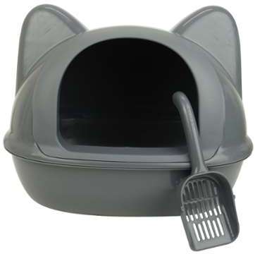 Maison de Toilette Tête de Chat 52 x 40 x 36 cm Gris Maison de Toilette Tête de
