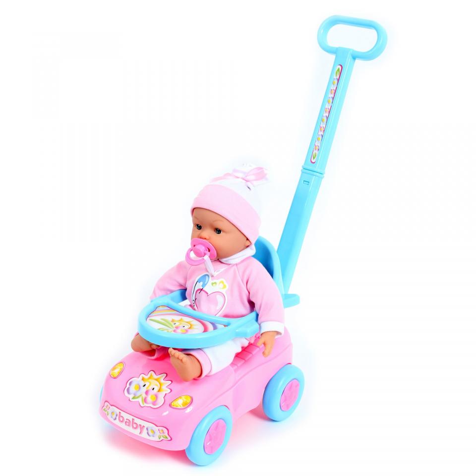 Baby Poupon H37cm et mini-auto à pousser pour enfa