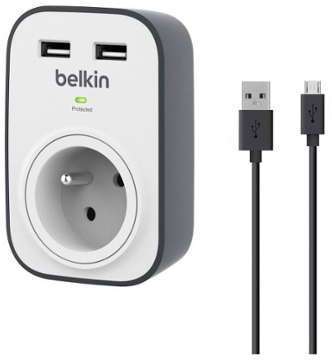 Prise parafoudre 2 USB 1 câble de recharge micro-USB Prise parafoudre 2 USB 1 câble