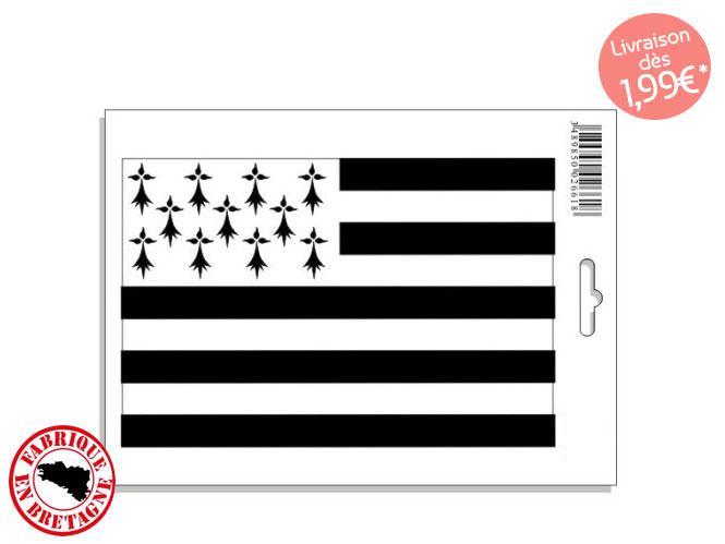 Autocollant drapeau breton Gwenn ha du