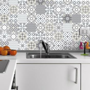 60 Stickers carrelages artistique nuance de gris