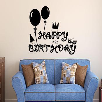 Sticker Happy birthday ballons, couronne et masque