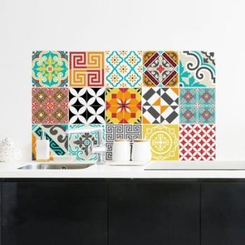 Sticker imitation carrelage vintage multicouleur