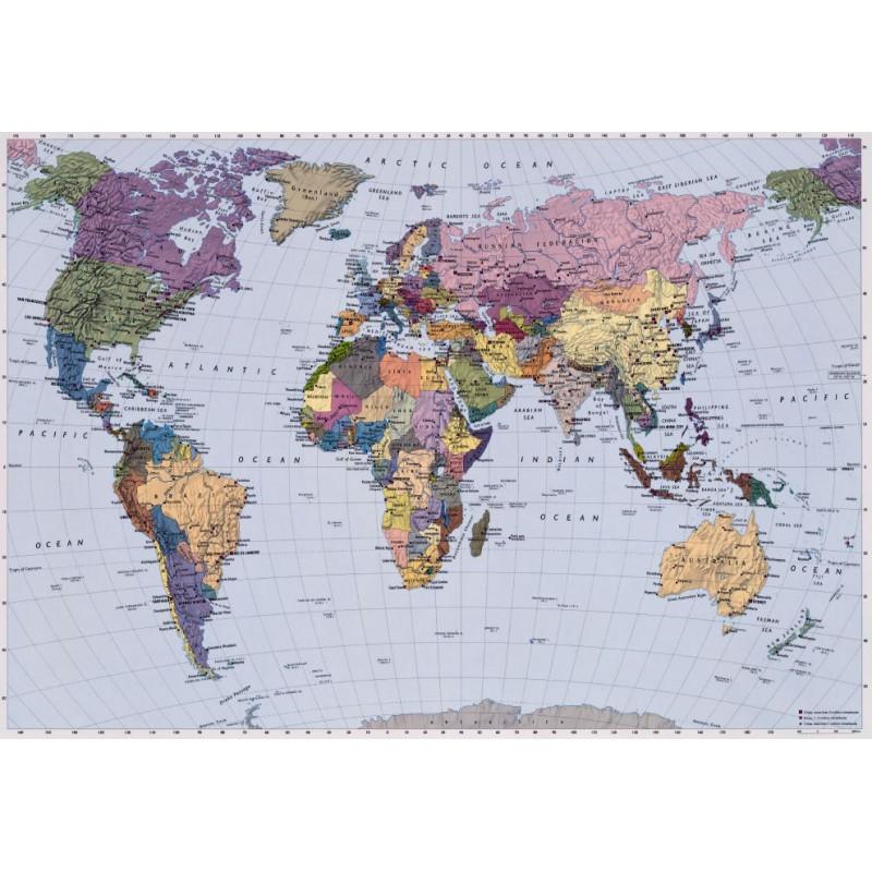 Papier Peint Carte Du Monde - - 270 x 194 cm