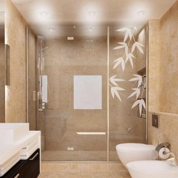 Sticker porte de douche Feuilles de bambou
