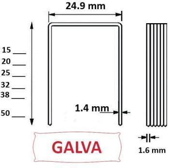Agrafes 16WC S2 - 25mm Galva - Boite de 10000 Agrafes 16WC S2 - 25mm Galva
