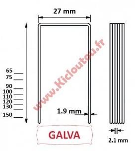 Agrafes BS 90 mm Galva - Boite de 1500 pour panneau Agrafes BS 90 mm Galva - Boite