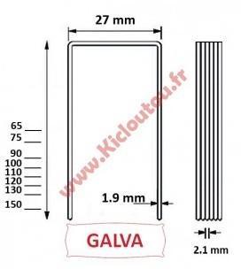 Agrafes BS 100 mm Galva - Boite de 1000 pour panneau Agrafes BS 100 mm Galva -