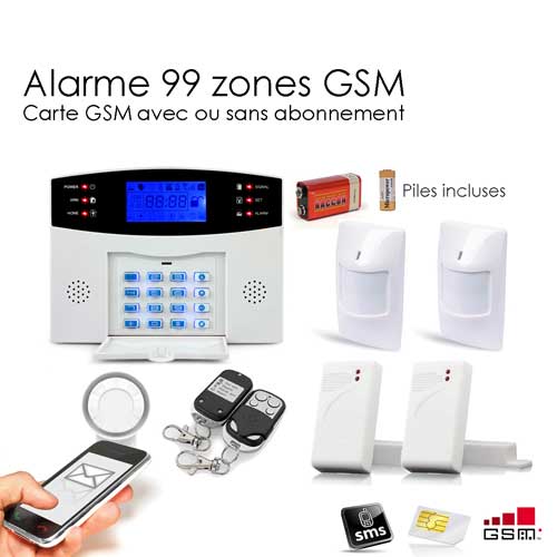 Alarme Maison Sans fil GSM , 99 zones Medium