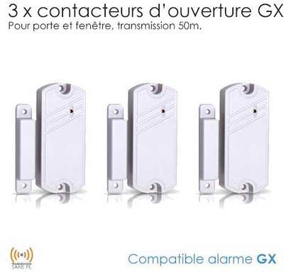 Pack de 3 Contacteurs porte et fenêtre GX