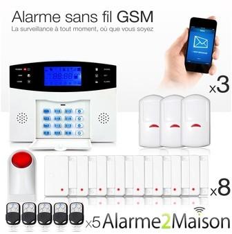 Maxi Pack Alarme Maison GSM Sans Fil 8 Pièces et avec Maxi Pack Alarme Maison GSM