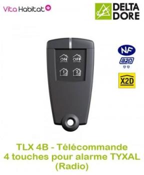 TLX 4B - Télécommande 4 touches pour alarme TYXAL (pile TLX 4B - Télécommande 4 touches