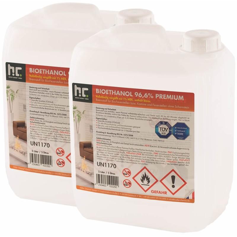 Bioéthanol à 96,6 % dénaturé 4 x 5 L - HöFER CHEMI