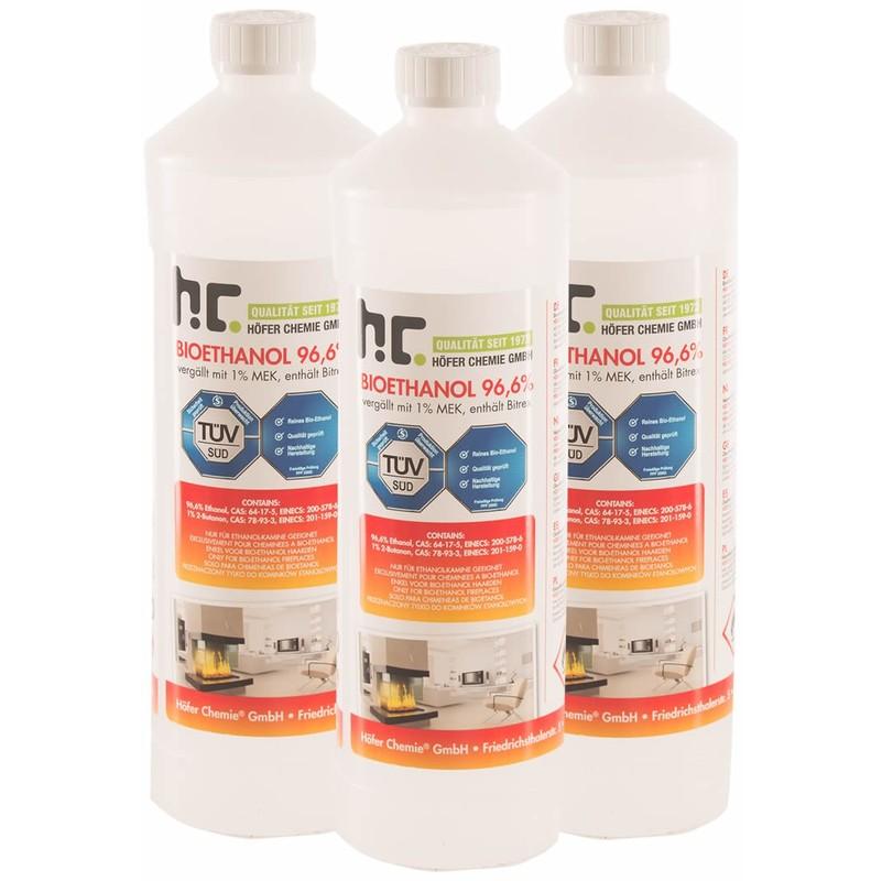 Bioéthanol à 96,6% dénaturé 30 x 1 L - HöFER CHEMI