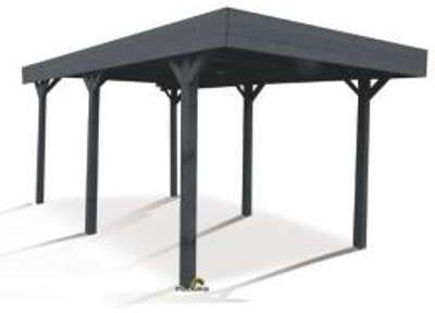 MADEIRA - Carport 1 voiture bois lasuré gris - Lou