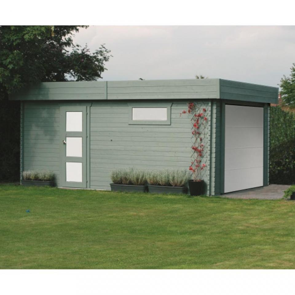 Garage moderne en bois massif toit plat 19,26m² av