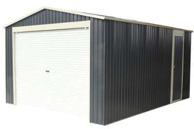 Garage métal anthracite 15 14m porte enroulable kit Garage métal anthracite 15
