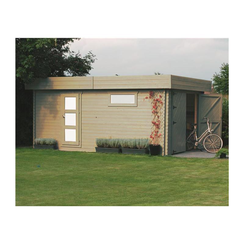 Garage en bois massif toit plat 19,26m² - 40mm