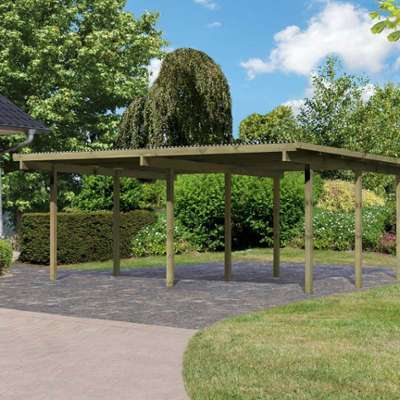 Carport Double 27.2 m² Eco 1 en épicéa autoclave a