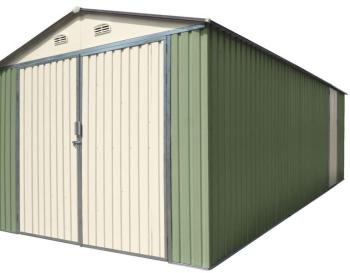 Garage double portes vert pâle et crème 18m kit d ancrage Garage double portes vert