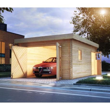 Garage en bois massif 20,78m² toit plat madriers 4