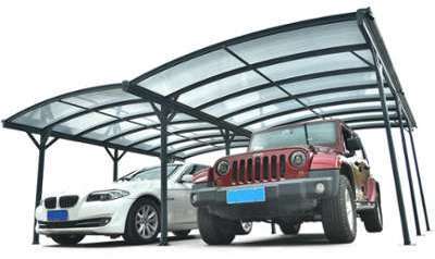 Carport double en aluminium anthracite et polycarbonate Carport double en aluminium