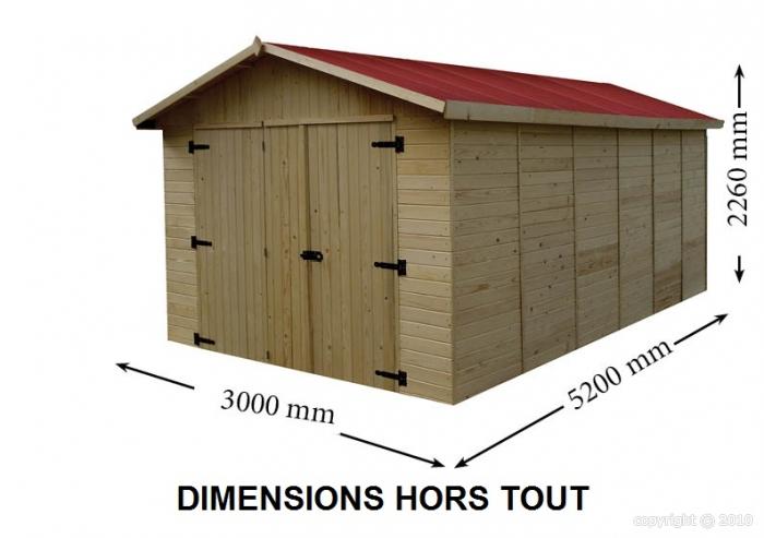 GARAGE EN BOIS EDEN 3 X 5.20 M