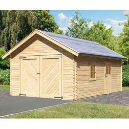Garage en bois 40mm Karibu avec toit double pente