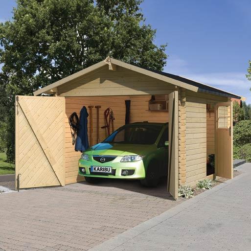 Garage en bois 28mm avec toit double pente