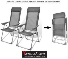 Lot de 2 chaises de camping pliable en alu