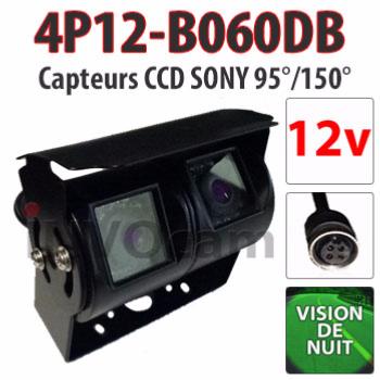 Caméra double 12 Volts vision nocturne CCD 4Pin 4P12-B060DB Caméra double 12 Volts vision