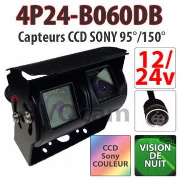 Caméra double 12 24 Volts vision nocturne CCD 4Pin Caméra double 12 24 Volts