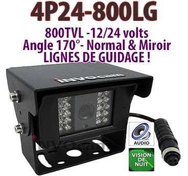 Caméra de recul lignes de guidage capteur 800TVL 4P24-800LG Caméra de recul lignes de