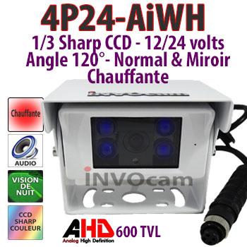 Caméra de recul blanc laqué chauffante haut de gamme Caméra de recul blanc laqué