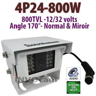 Caméra de recul blanche capteur 800TVL 4P24-800W Caméra de recul blanche capteur