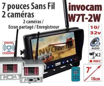 Kit recul sans fil enregistreur 7 pouces 2 caméras