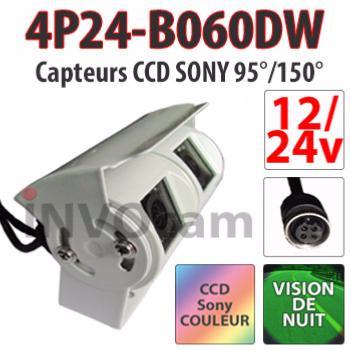 Caméra double BLANCHE 12 24 Volts vision nocturne CCD Caméra double BLANCHE 12 24