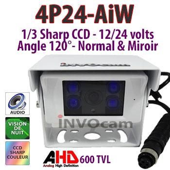 Caméra de recul blanc laqué haut de gamme capteur CCD Caméra de recul blanc laqué
