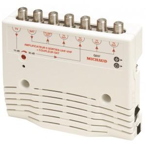 AMPLIFICATEUR 5 SORTIES UHF-VHF + COUPLEUR SATELLI