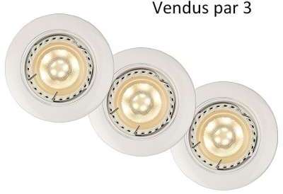 Lot de 3 spots encastrés ronds Focus D8 cm - Blanc