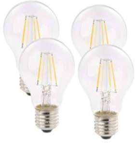 Pack 4 ampoules LED à filament format goutte E27 4W Pack 4 ampoules LED à filament