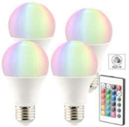 4 ampoules LED RVB E27 blanc chaud 7 5 W télécommandées 4 ampoules LED RVB E27 blanc