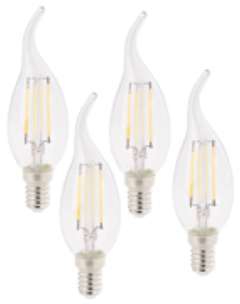 Pack 4 ampoules bougie LED à filament E14 470 lm 360 Pack 4 ampoules bougie LED