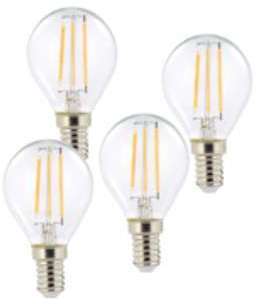 4 ampoules LED à filament - culot E14 - forme Goutte 4 ampoules LED à filament