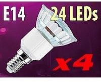 4 Ampoules 24 LED SMD E14 blanc chaud 4 Ampoules 24 LED SMD E14