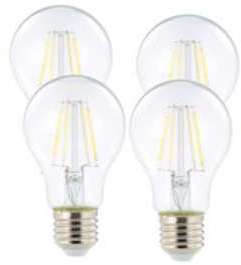 4 ampoules LED à filament - culot E27 - forme Classique 4 ampoules LED à filament