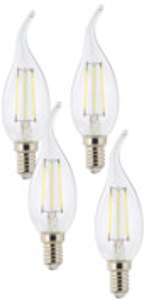 4 ampoules LED à filament - culot E14 - forme Flamme 4 ampoules LED à filament