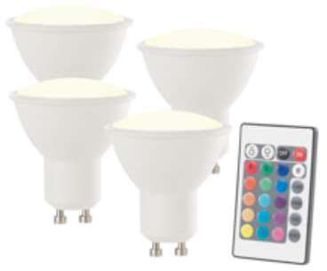 Spot LED GU10 RVB blanc chaud avec télécommande - x4 Spot LED GU10 RVB blanc chaud