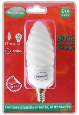 Ampoule fluo compacte 11W (60W) E14 Flamme Blanc j