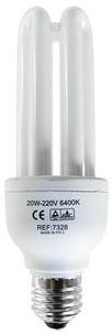 Ampoule fluo compacte 20W (110W) E27 3U Blanc jour